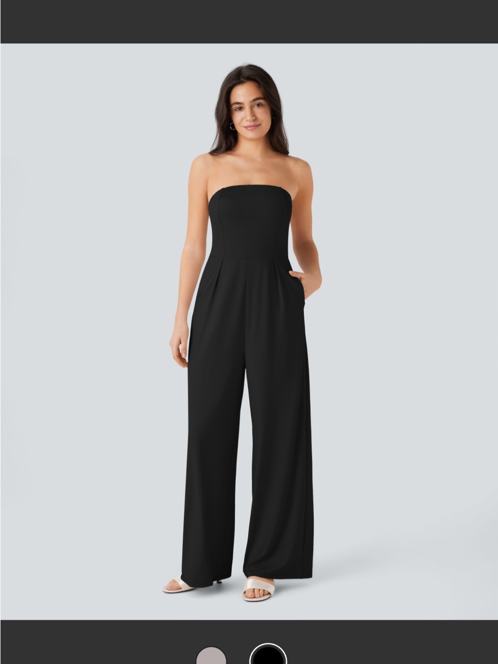 Tube Side Pocket Invisible Zipper Wide Leg Bridesmaid and Wedding Guest Jumpsuit